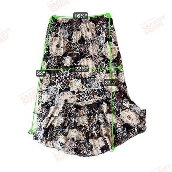 RM Eichards Tiered Midi Skirt Womens Size 16W Ruffled Floral Pull On Stretch Vtg - Picture 2 of 8